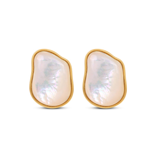 Roe Silver Shell Pearl Earrings