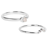 Nora Sterling Silver Pearl Cubic Zirconia Ring Set