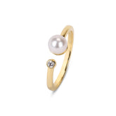 Anna Gold Plated Synthetic Pearl White Cubic Zirconia Ring