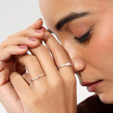 Nora Sterling Silver Pearl Cubic Zirconia Ring Set