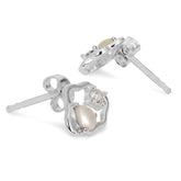 Lily Silver White Cubic Zirconia Pearl Earrings