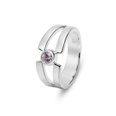 Kai Sterling Silver Round Lab Grown Diamond Ring