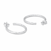 Indy Sterling Silver Diamond Cut Hoop Earrings