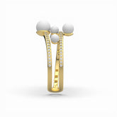 Lily Gold Plated Synthetic Pearl Round White Cubic Zirconia Ring