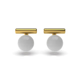 Anna Sterling Silver Round Synthetic Pearl Earrings
