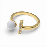Nora Gold Plated Synthetic Pearl White cubic zirconia Ring