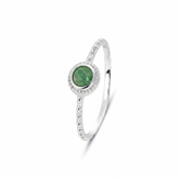Lily Sterling Silver Round Green Aventurine Ring