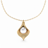 Anna Sterling Silver Synthetic Pearl Leaf Necklace