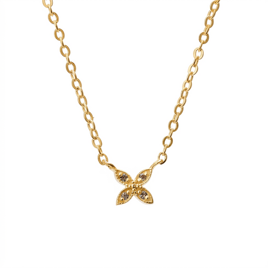 Lily Silver Floral Zirconia Necklace