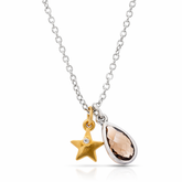Uma Sterling Silver Star Leaf Smoky Quartz Necklace