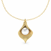 Anna Silver Pearl Leaf Necklace