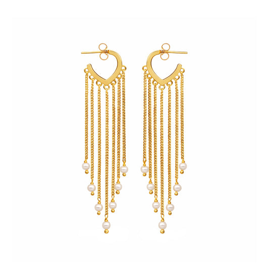 Kira Silver Huggies Pearl Earrings
