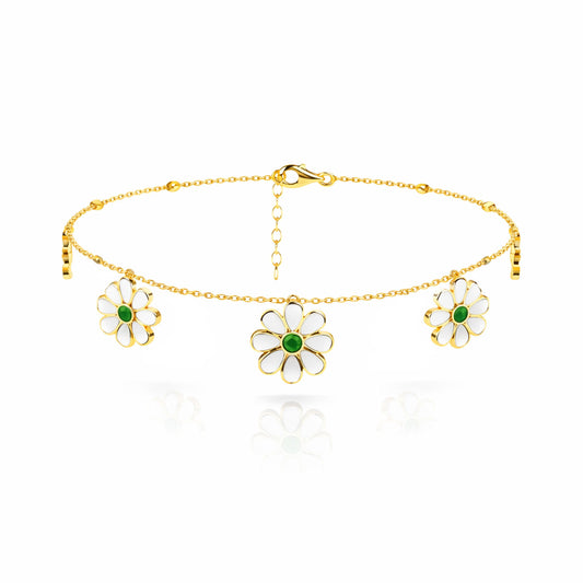 Arna Silver Floral Anklet