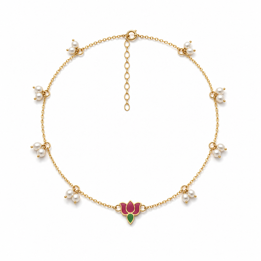 Alyn Silver Lotus Anklet