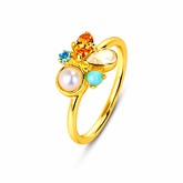 Anna Multi Gemstone Adjustable Ring