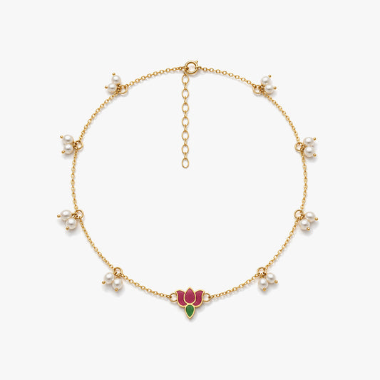 Alyn Silver Lotus Anklet