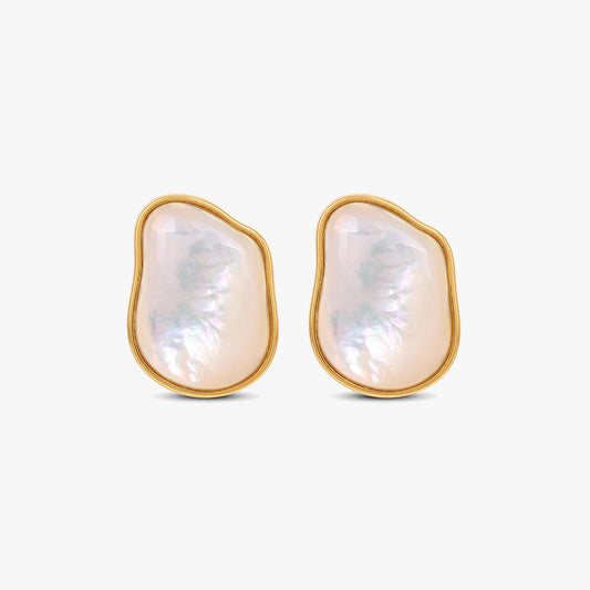 Roe Silver Shell Pearl Earrings