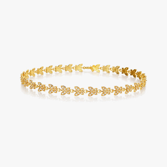 Quni Silver Butterfly Zirconia Anklet