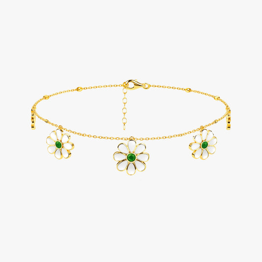 Arna Silver Floral Anklet