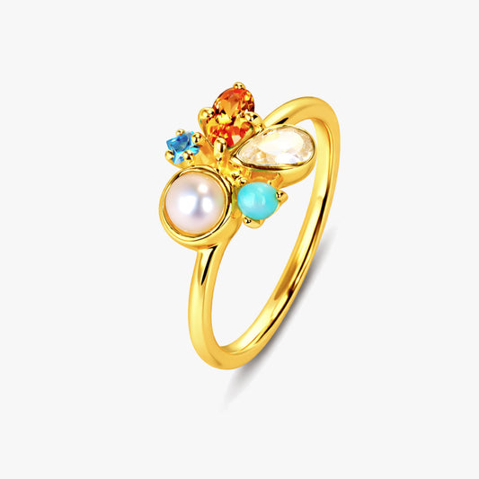 Anna Multi Gemstone Adjustable Ring