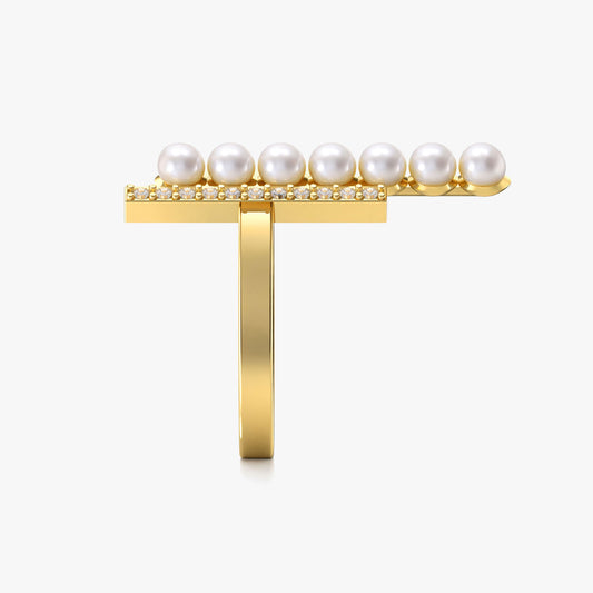 Cora Silver Adjustable Pearl Ring
