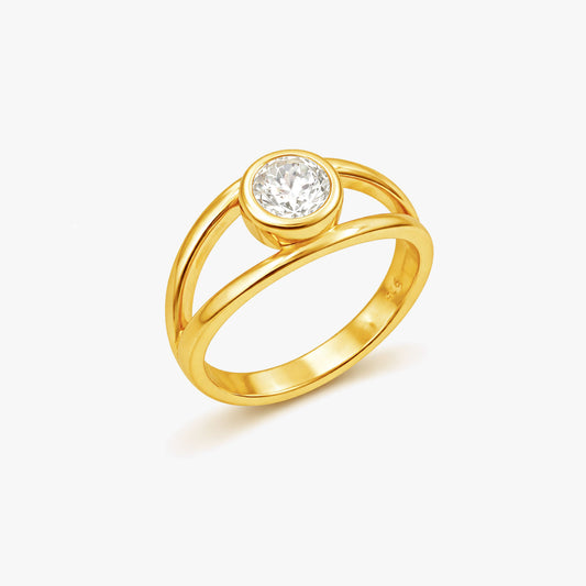 Rose Silver Diamond Adjustable Ring