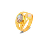 Juno Sterling Silver Moon Stone Labradorite Ring