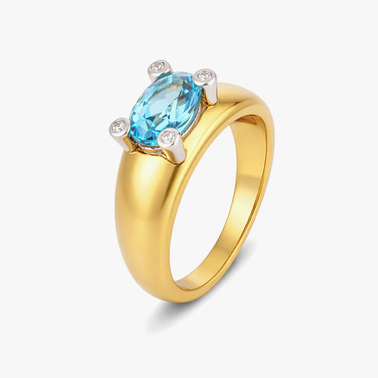 Ivy Silver Topaz Adjustable Two Tone Ring