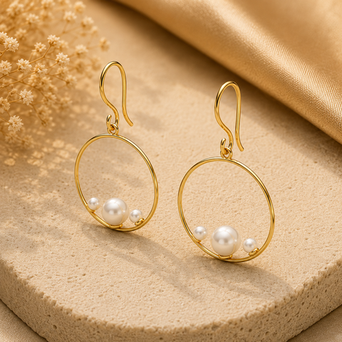Aila Silver Synthetic Pearl Earrings