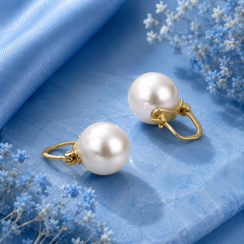 Sara Silver Pearl Earrings