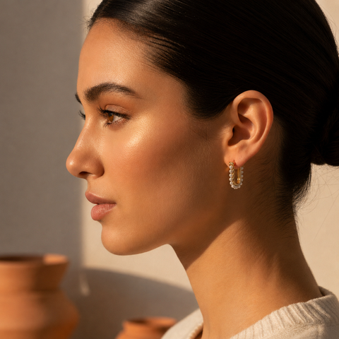 Kate Silver Synthetic Pearl Earrings