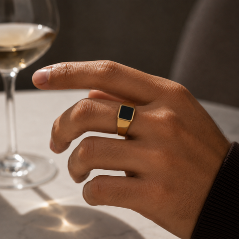 Rony Adjustable Silver Enamel Ring