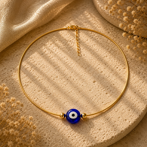 Nyra Silver Evil Eye Anklet