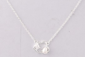 Zoe Sterling Silver White Cubic Zirconia Pearl Necklace