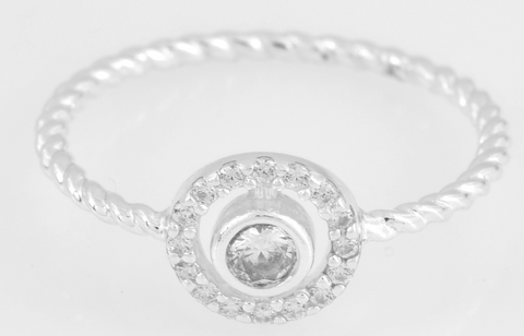 Anna Sterling Silver Round White Cubic Zirconia Ring