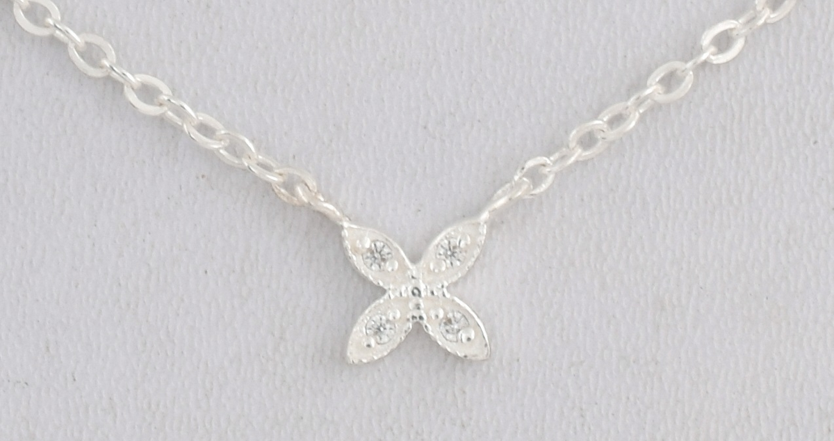 Lily Sterling Silver Floral White Cubic Zirconia Pendant