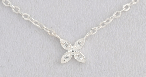 Lily Sterling Silver Floral White Cubic Zirconia Pendant