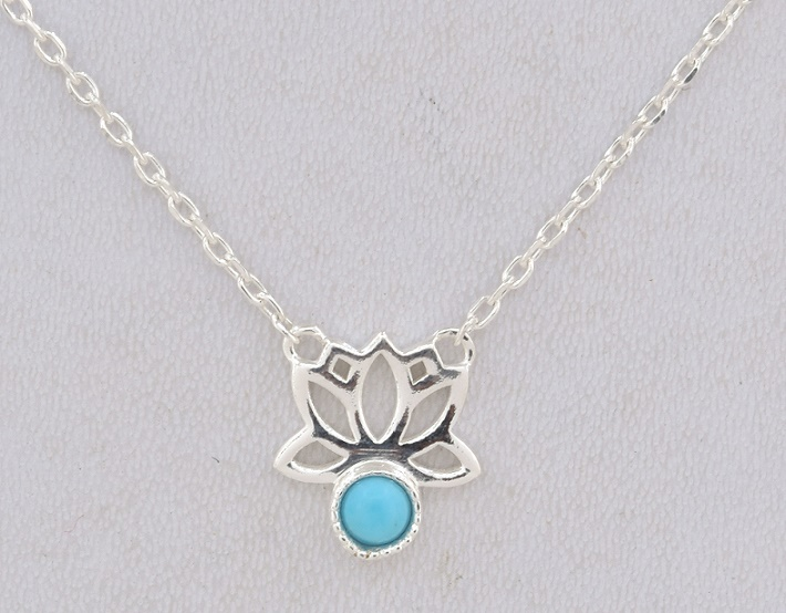 Lily Sterling Silver Blue Magnesite Floral Necklace