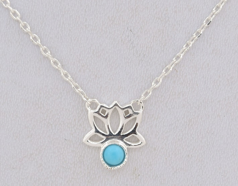 Lily Sterling Silver Blue Magnesite Floral Necklace