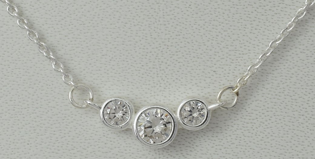 Ara Sterling Silver White Cubic Zirconia Necklace