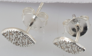 Sela Sterling Silver White Cubic Zirconia Stud Earrings