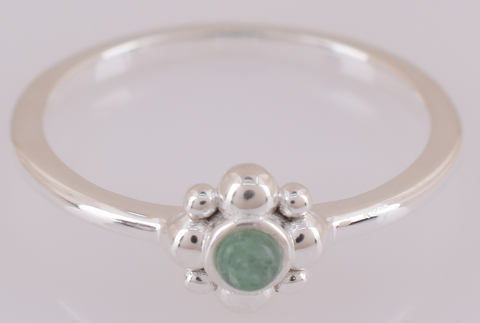Nora Sterling Silver Round Green Aventurine Ring