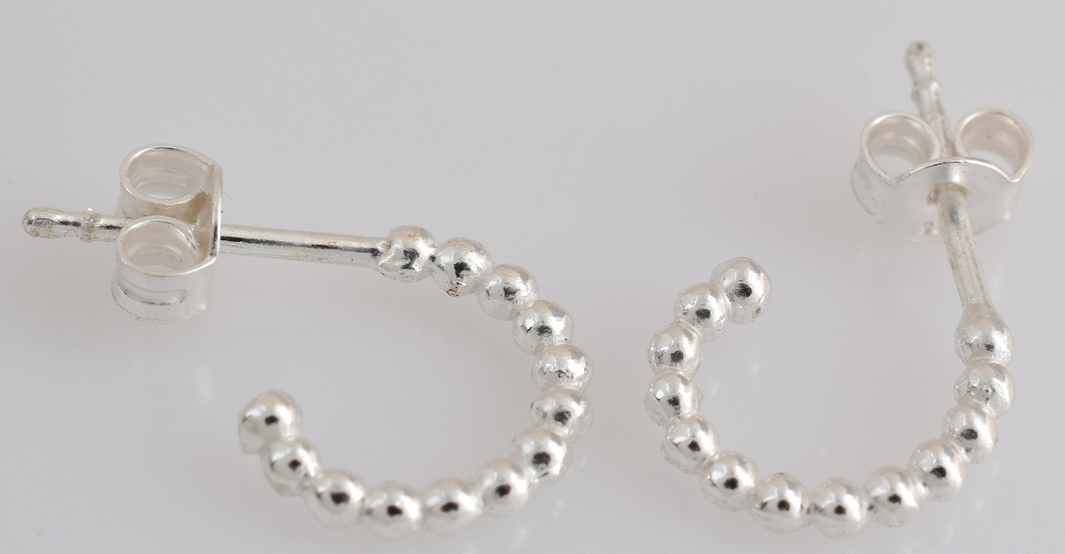 Miri Sterling Silver Bobble Huggies Earrings