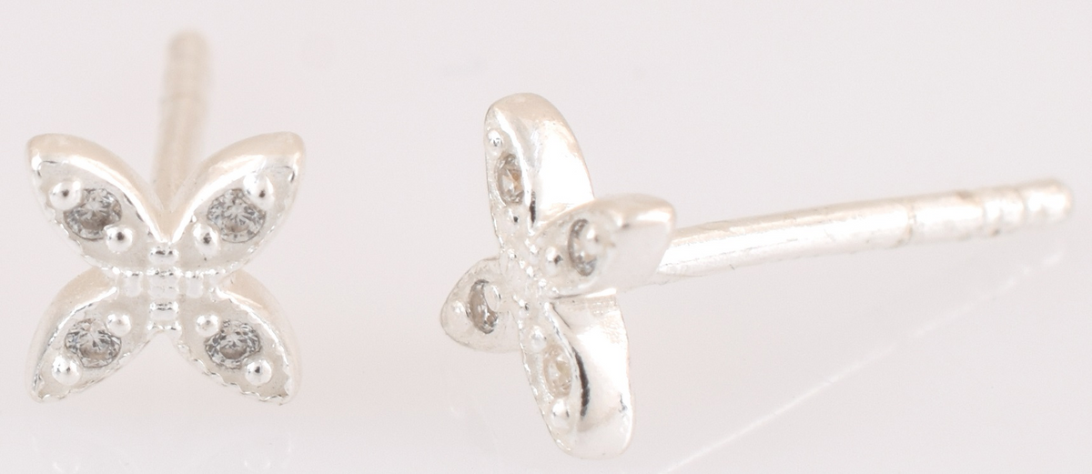 Jae Sterling Silver White Cubic Zirconia Stud Earrings