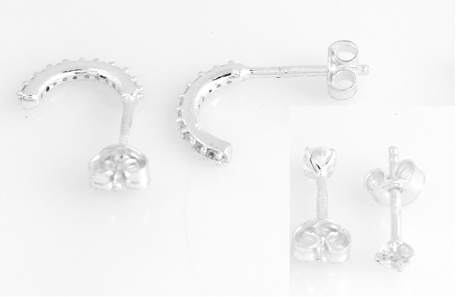 Una Sterling Silver White Cubic Zirconia Earrings Set