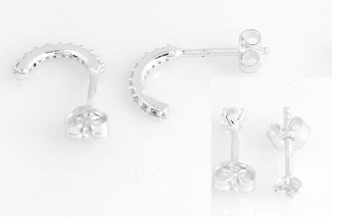 Una Sterling Silver White Cubic Zirconia Earrings Set