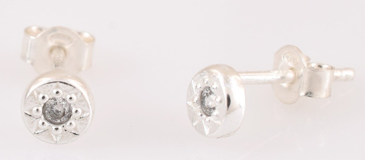 Zia Sterling Silver White Cubic Zirconia Stud Earrings