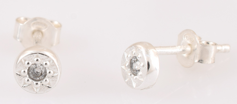 Zia Sterling Silver White Cubic Zirconia Stud Earrings