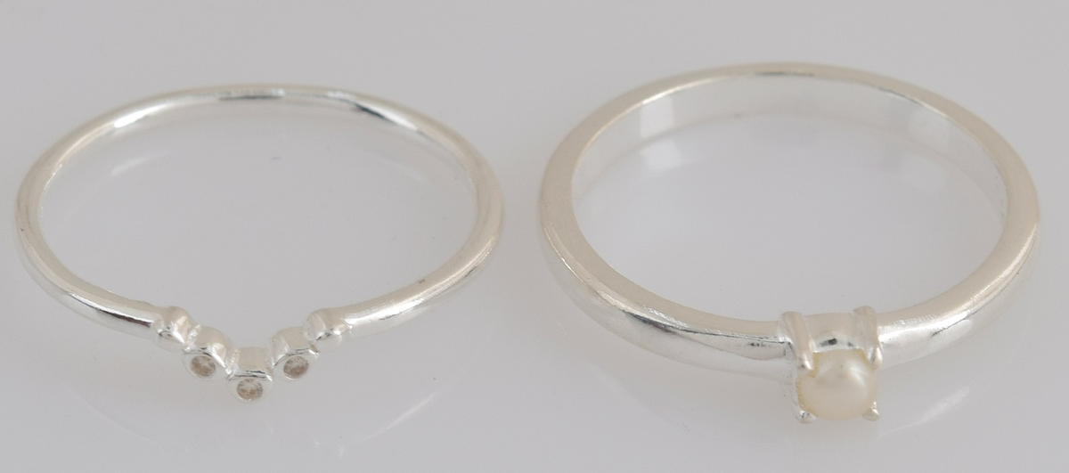 Nora Sterling Silver Pearl Cubic Zirconia Ring Set