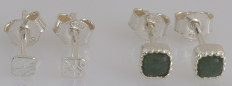 Rey Sterling Silver Green Aventurine Earrings Set